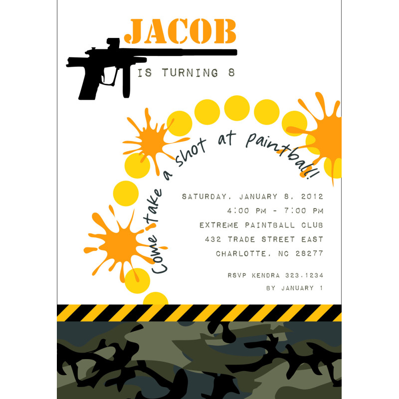 Paintball Birthday Party Printable Invitation